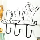 Крючки декоративные металл "Чаепитие" чёрный 18,5х4х28,5 см - фото 806970308