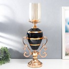 Подсвечник металл, стекло на 1 свечу "Мираж" золото с чёрным 55х14х23 см - фото 318863547