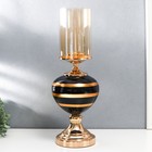 Подсвечник металл, стекло на 1 свечу "Мираж" золото с чёрным 42х17х17 см - фото 2095617