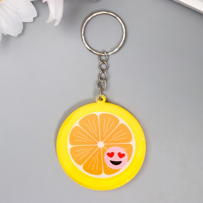 Брелок пластик "Апельсин со смайликом" 4х4 см - Фото 1