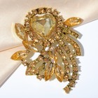 Брошь «Императрица» сердце, цвет золотой в чернёном золоте - Фото 1