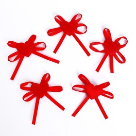 Сердечки декоративные «Ленточка», набор 5 шт., размер 1 шт: 4,5 × 5 см, цвет красный