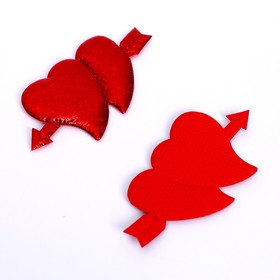 Сердечки декоративные «Голография», набор 5 шт., размер 1 шт.: 6.5×3.3 см, цвет красный