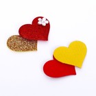 Сердечки декоративные, набор 5 шт., размер 1 шт: 5 × 3,5 см, цвет красно-золотой - фото 318863794