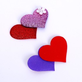 Сердечки декоративные, набор 5 шт., размер 1 шт: 5 x 3,5 см, цвет красно-розовый