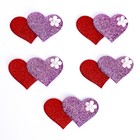 Сердечки декоративные, набор 5 шт., размер 1 шт: 5 × 3,5 см, цвет красно-розовый - фото 6593860