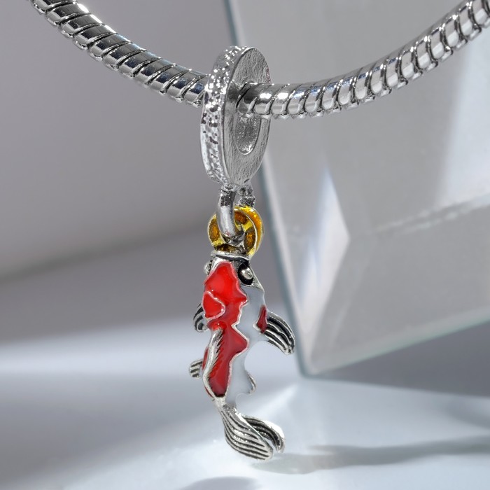 Подвеска «Рыбка Кои», цвет красно-белый в серебре