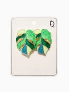 Серьги с эмалью «Листья» монстеры, цвет зелёный в золоте - Фото 4