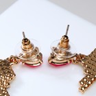 Серьги со стразами "Модница" в очках, цвет жёлто-красный в золоте - фото 804822294