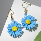 Серьги металл «Яркость» ромашки, цвет жёлто-синий - Фото 1