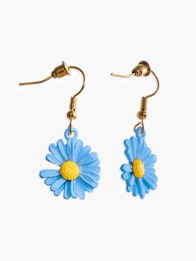 Серьги металл «Яркость» ромашки, цвет жёлто-синий