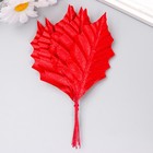 Декор для творчества "Листья красные с блеском" набор 10 шт  9х4,5 см - Фото 1