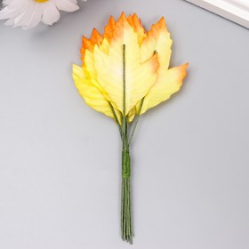 Декор для творчества "Листья клёна жёлто-розовые с блеском" набор 10 шт  9х3,5 см