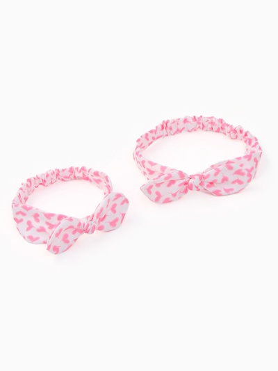 Повязки на голову для мамы и дочки «Крошка Я» Love you, 2 шт., белые, розовые