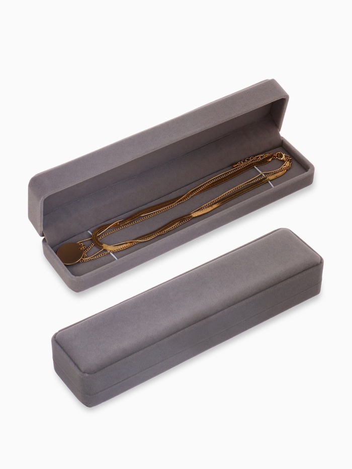 Футляр бархатный под браслет, цепочку, часы «Пенал», 22×5.2×3.5 см, (полезная часть 21.3×4 см), серый - Фото 1