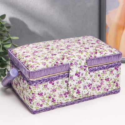 Шкатулка для рукоделия и шитья «Сиреневые незабудки», хранение ниток, иголок, мелочи, 10×13×19.5 см