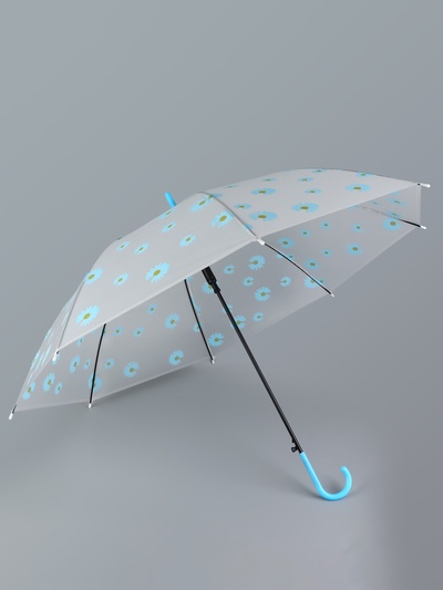 Зонт - трость детский «Цветы», полуавтоматический, 8 спиц, R=45/55 см, D=90 см, МИКС