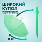 Зонт - трость полуавтоматический «Однотонный», 8 спиц, R = 46 см, цвет зелёный - фото 9678877