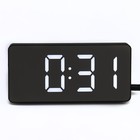 Часы электронные настольные, настенные, белая индикация, от USB, 7.5 х 15.5 см, черные - фото 2986344