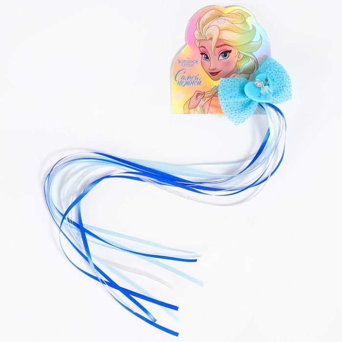 Заколка для волос, бант, голубой, 40 см "Эльза", Холодное сердце - Фото 1