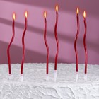 Свечи для торта витые "Серпантин" 6  шт, коктейльные, рубиновые - Фото 6