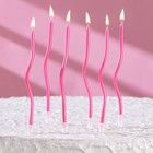 Свечи для торта витые "Серпантин" 6  шт, коктейльные, розовый блик - Фото 6