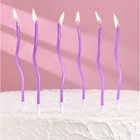 Свечи для торта витые "Серпантин" 6  шт, коктейльные, фиолетовые - фото 8883573