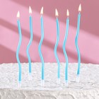 Свечи для торта витые "Серпантин" 6  шт, 12 см, коктейльные, небесно-голубые - фото 8883576