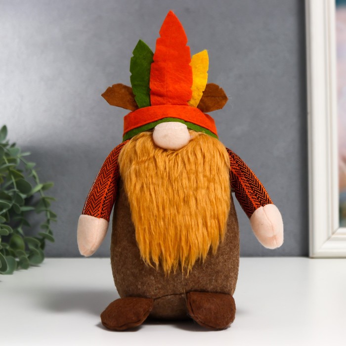 Кукла интерьерная текстильная «Гном-индеец», 25×7×9 см
