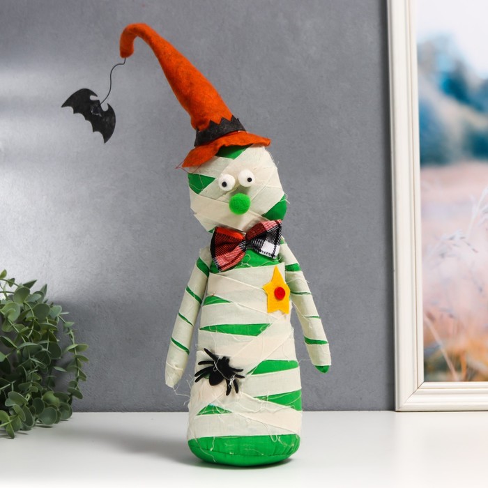 Кукла интерьерная "Мумия в колпаке с летучей мышью" 40х10 см - Фото 1