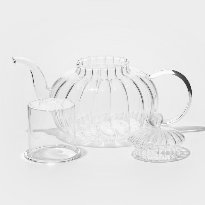 Чайник заварочный со стеклянной крышкой и ситом «Диана. Грация», 1 л - фото 1927894337