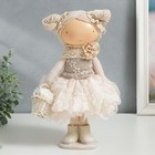 Кукла интерьерная "Малышка Зося в бежевом наряде, с корзиной цветов" 31x14x16 см - фото 318864927