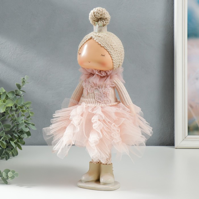 Кукла интерьерная "Малышка-принцесса в розовом платье, с медведем" 37,5х15х18,5 см - фото 1905988062
