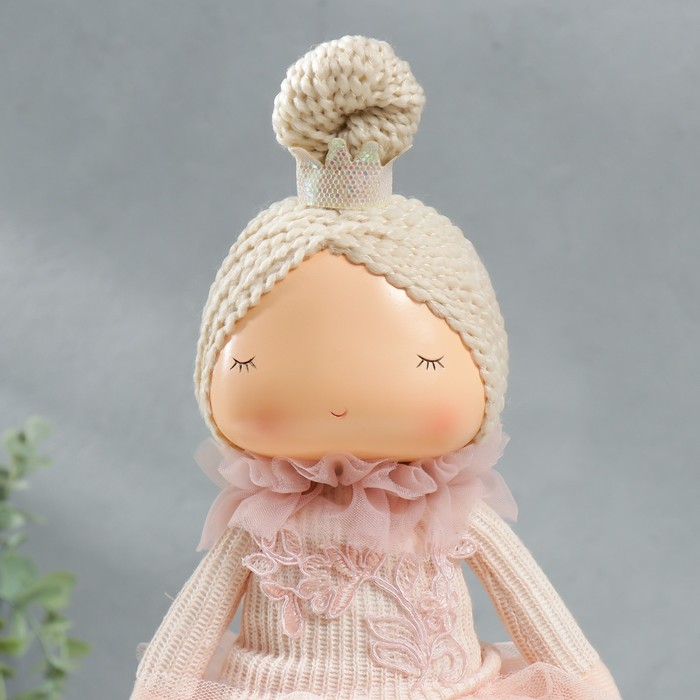 Кукла интерьерная "Малышка-принцесса в розовом платье, с медведем" 37,5х15х18,5 см - фото 1885369021