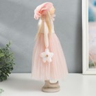 Кукла интерьерная "Малышка в розовом, с цветком, с длинными волосами" 41,5х14,5х16 см - Фото 2