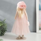 Кукла интерьерная "Малышка в розовом, с цветком, с длинными волосами" 41,5х14,5х16 см - Фото 3