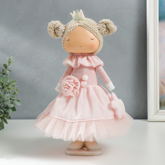 Кукла интерьерная "Маленькая принцесса в розовом, с цветком" 35х15,5х17 см - Фото 1
