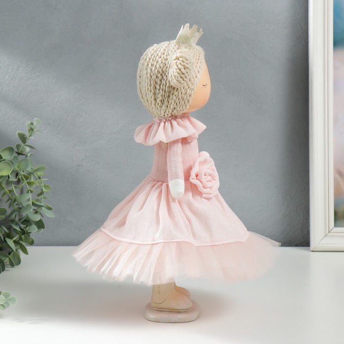 Кукла интерьерная "Маленькая принцесса в розовом, с цветком" 35х15,5х17 см - фото 1885369033