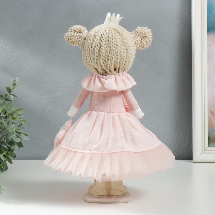 Кукла интерьерная "Маленькая принцесса в розовом, с цветком" 35х15,5х17 см - фото 1885369034