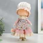Кукла интерьерная "Малышка в чепчике и переднике цветочном, с корзиной цветов" 33х14х16 см - фото 318864962