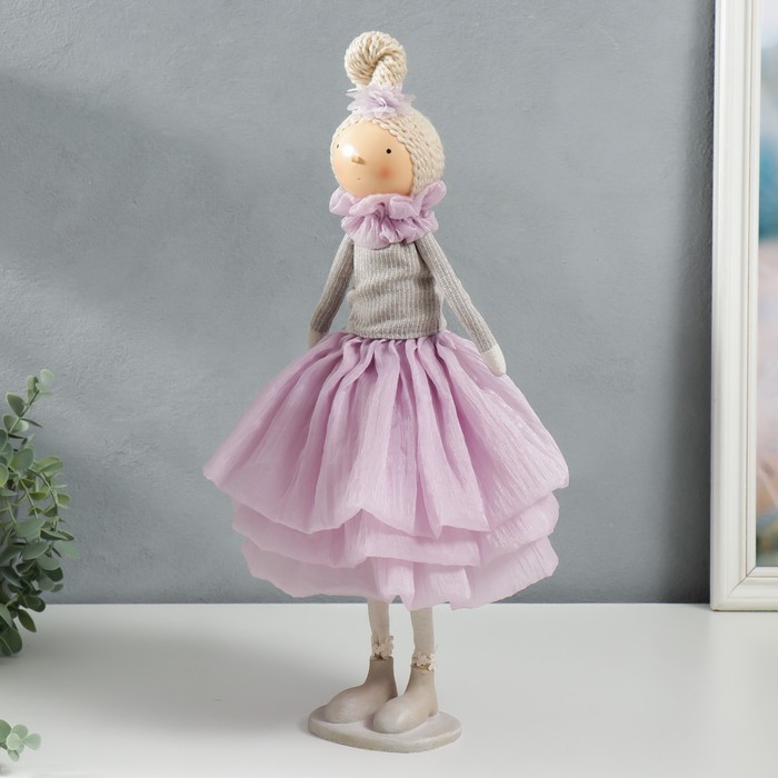 Кукла интерьерная "Малышка в сиреневом наряде, с корзиной цветов" 45,5х17х19 см - фото 1885369055