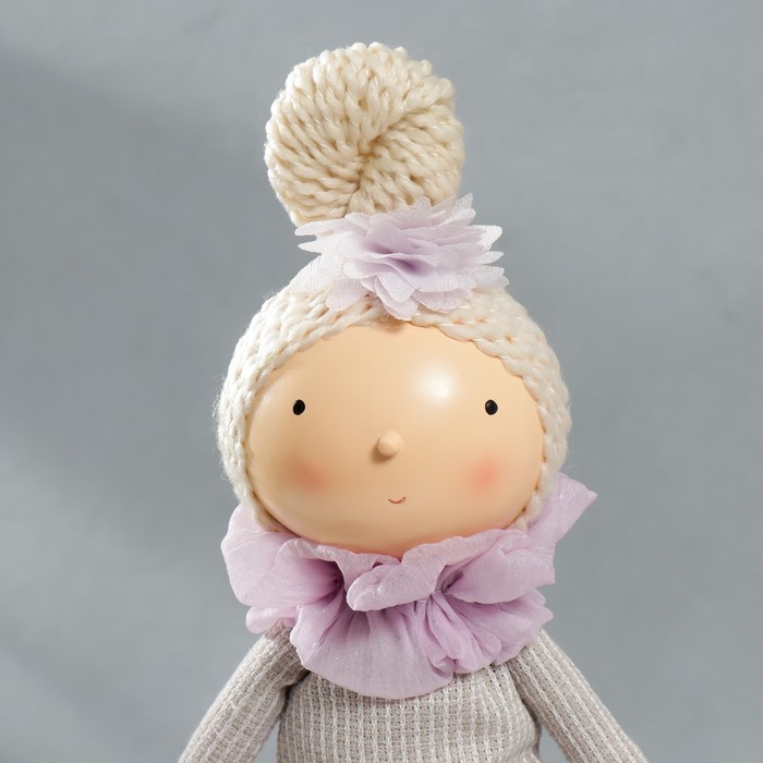 Кукла интерьерная "Малышка в сиреневом наряде, с корзиной цветов" 45,5х17х19 см - фото 1885369056