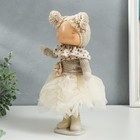 Кукла интерьерная "Малышка в бежевом наряде, юбка из сетки" 33х15х18,5 см - Фото 4