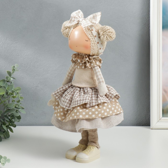 Кукла интерьерная "Малышка с бантом в волосах, с цветочком" 35,5х13,5х20 см - фото 1907435450
