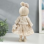 Кукла интерьерная "Малышка в бежевом платье в горох, с цветочком" 39х12,5х17 см - Фото 3