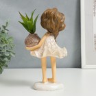 Сувенир полистоун "Малышка с косой, с растением в вазе" 21х9х11,3 см - Фото 3