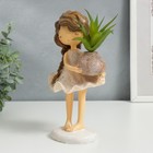 Сувенир полистоун "Малышка с косой, с растением в вазе" 21х9х11,3 см - Фото 4