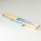 Веер бамбук, текстиль h=21 см "Бабочки и розы" голубой, с кисточкой - фото 36651036