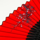 Веер бамбук, текстиль h=23 см "Веточка сакуры" красный, с кисточкой - Фото 4