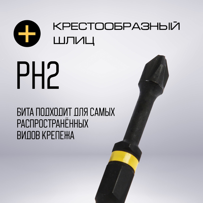 Бита ТУНДРА, Torsion, намагниченная, отрывная лента, сталь S2, PH2×50 мм